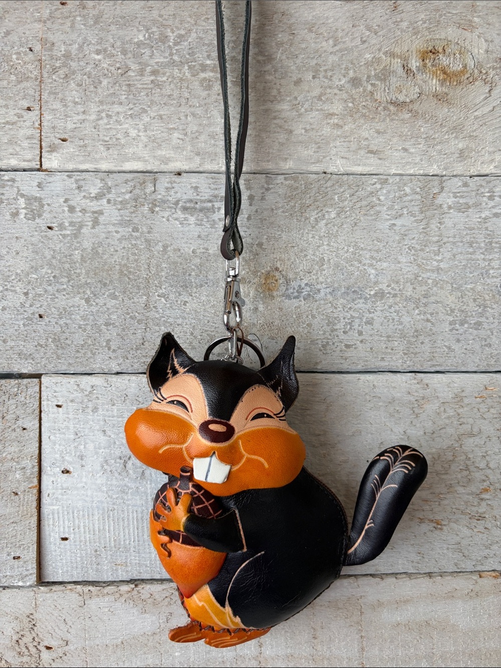 Black & Orange Squirrel Cat Toy Keychain purse chain change purse